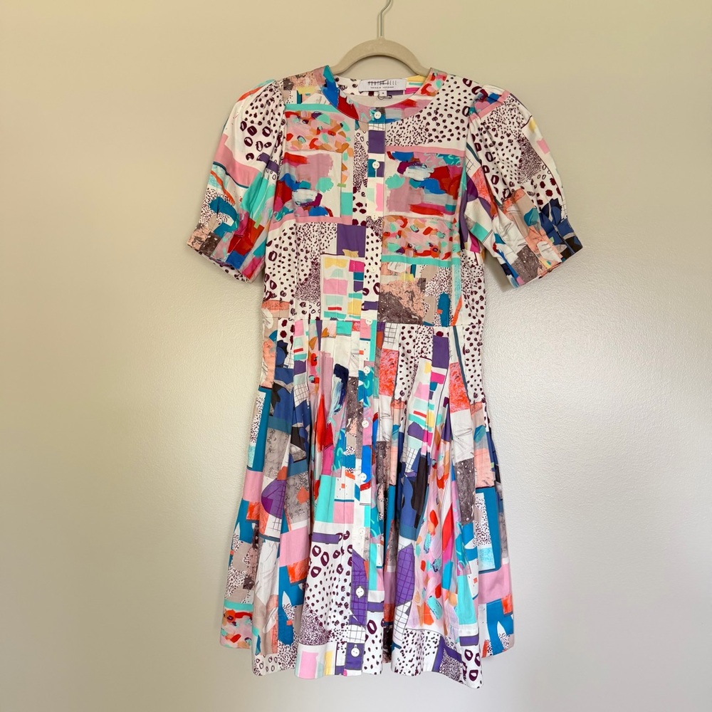 HUNTER BELL Multicolor Abstract Patchwork Mini Dr… - image 1